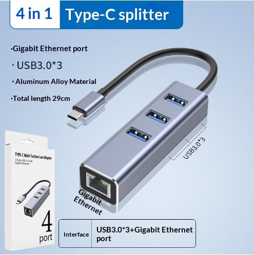 USB 3.0 to Gigabit Ethernet Adapter with 3-Port Hub - Add Wired Network & USB Ports
