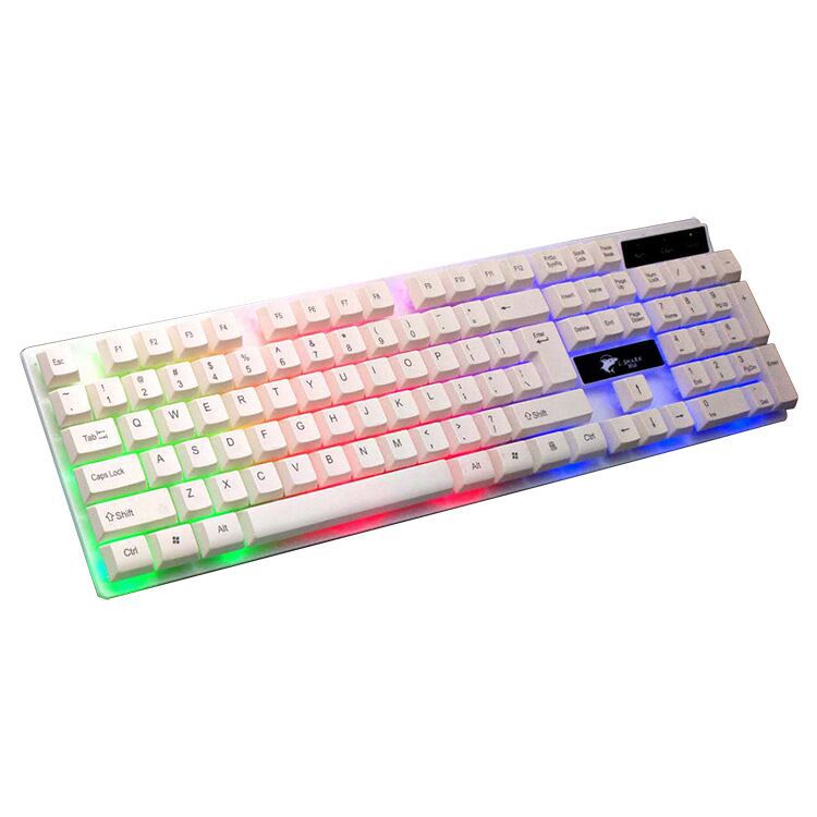 T350 Wired Backlit Keyboard & Mouse Combo - Crater Key Design, ABS | Black & White