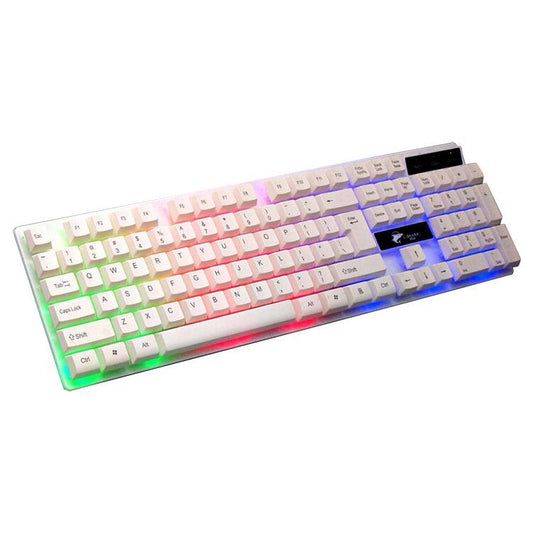 T350 Wired Backlit Keyboard & Mouse Combo - Crater Key Design, ABS | Black & White