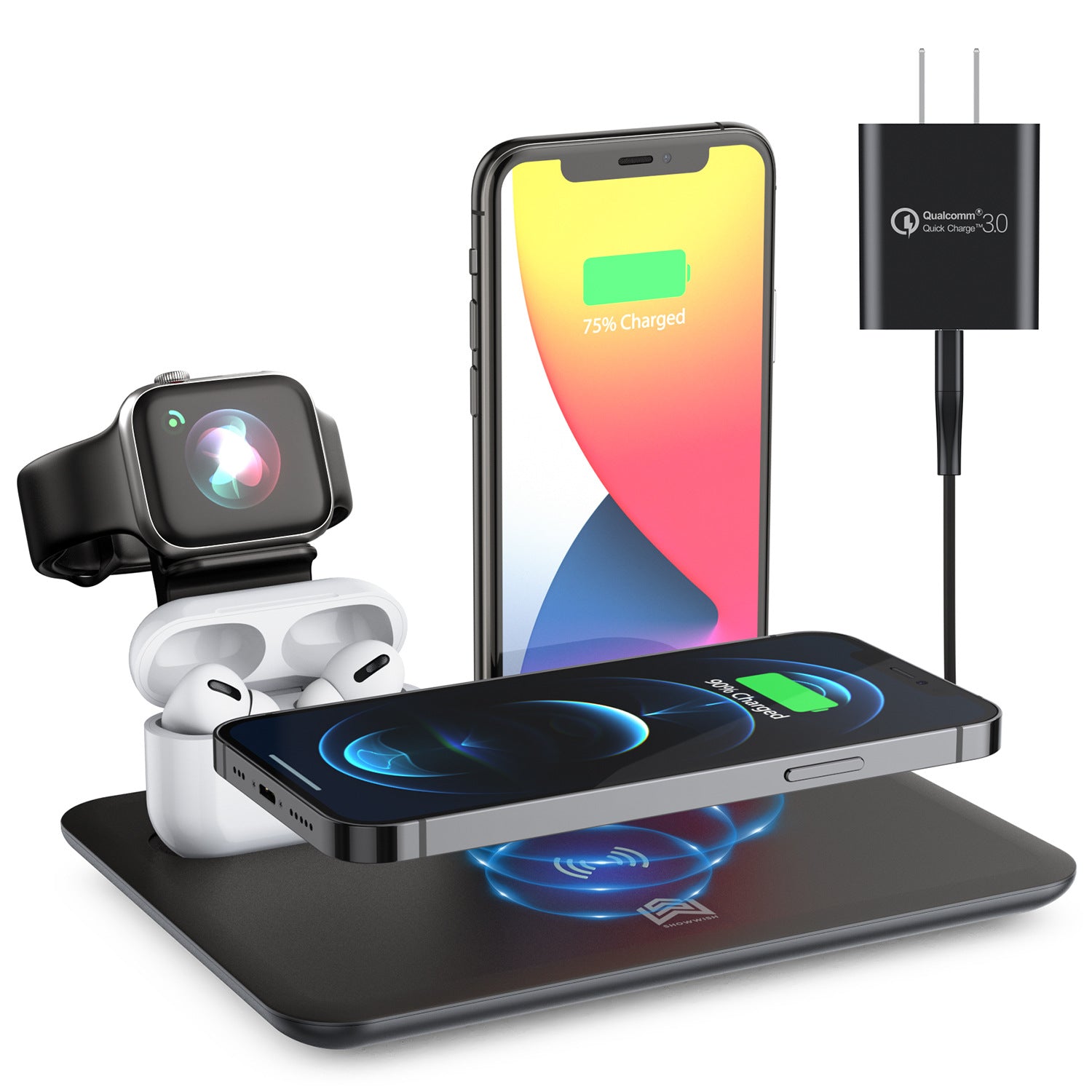 wireless-phone-charger-watch-headphone-bracket-desktop