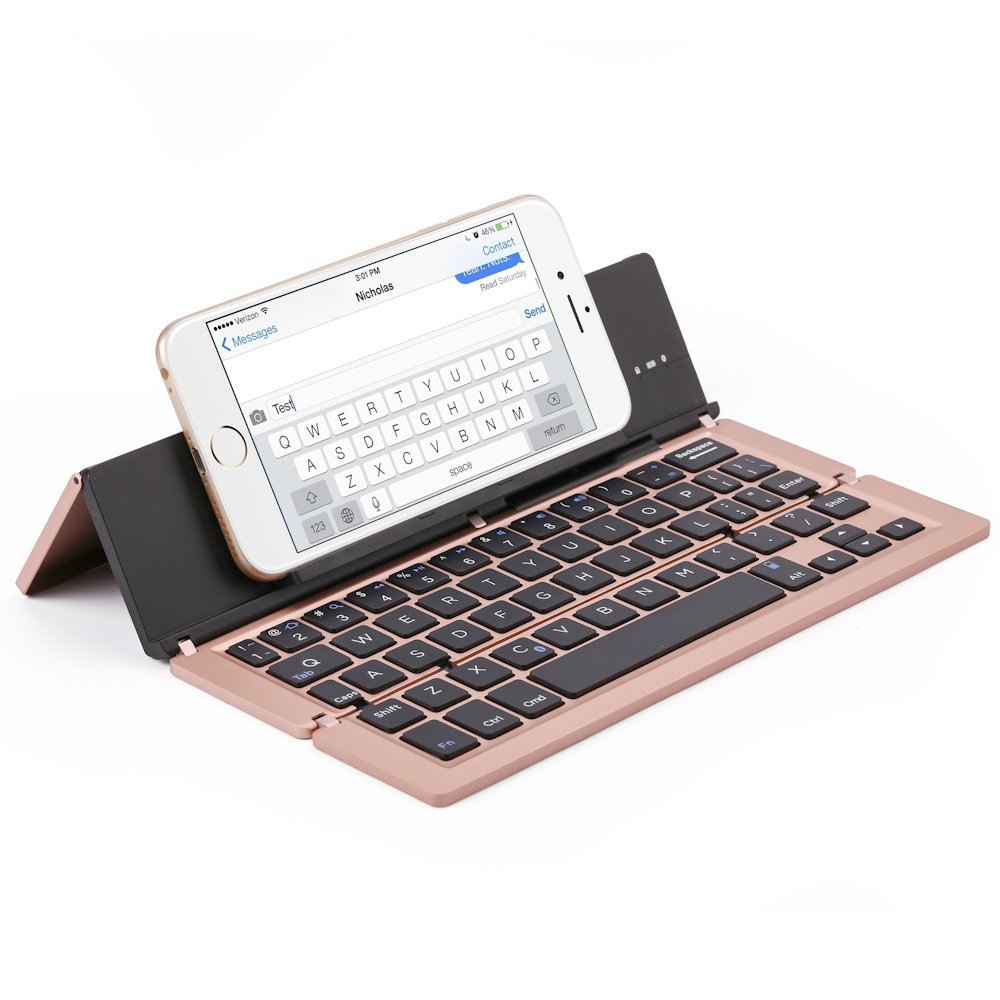 F18 3-Fold Aluminium Bluetooth Keyboard - 58 Keys, 10m Range, 50M Keystroke Life