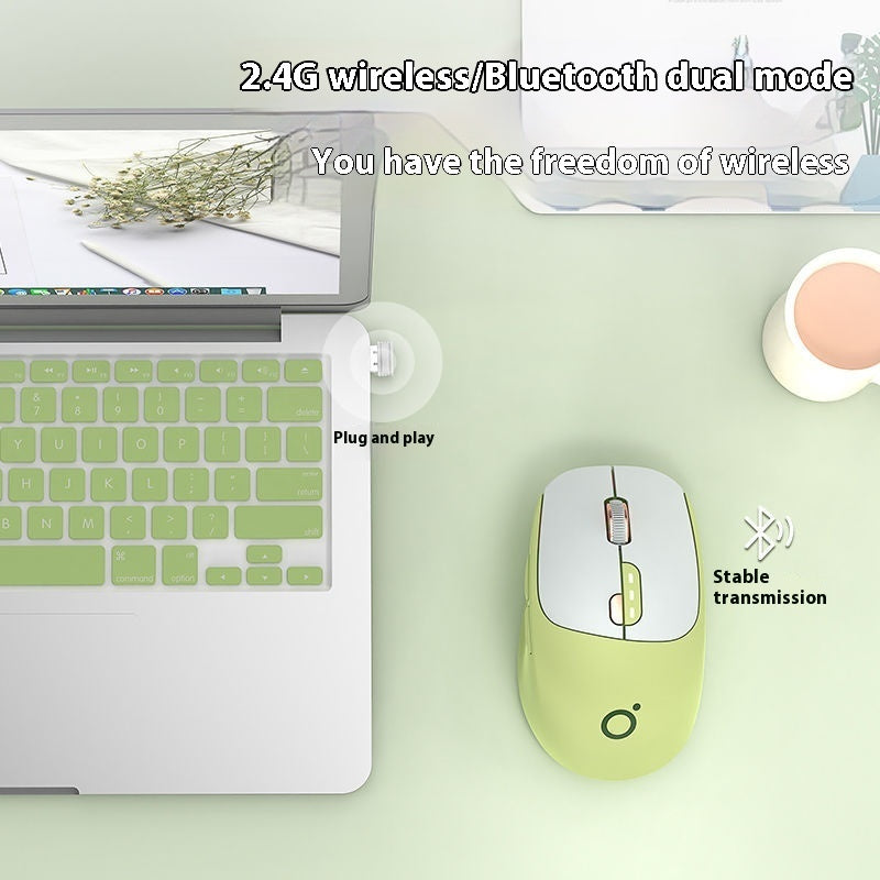 Q5 Silent Wireless Mouse - 5 Buttons | 2.4GHz or Dual-Mode Bluetooth | Matcha, Milk Tea, Sky Blue & More