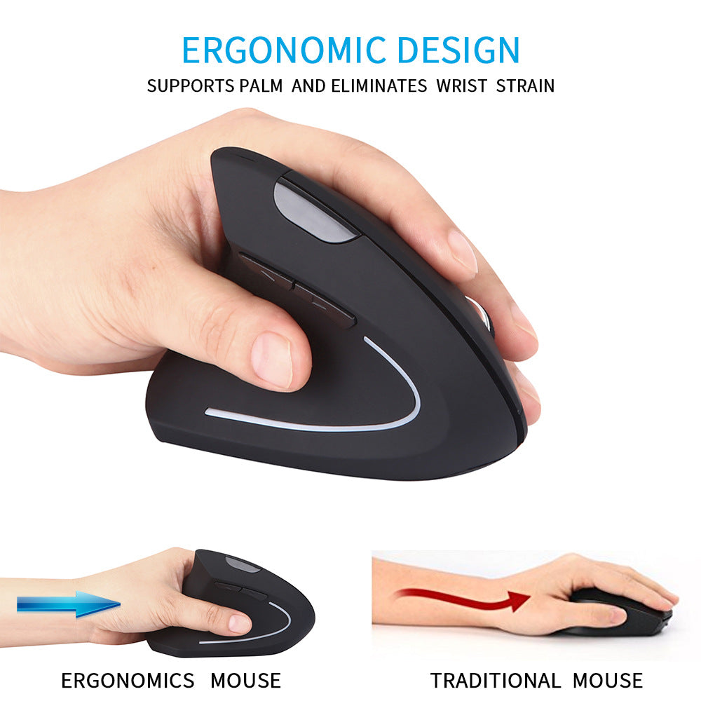Wireless Vertical Ergonomic Mouse for Left-Handers - 800/1200/1600 DPI, 6 Buttons