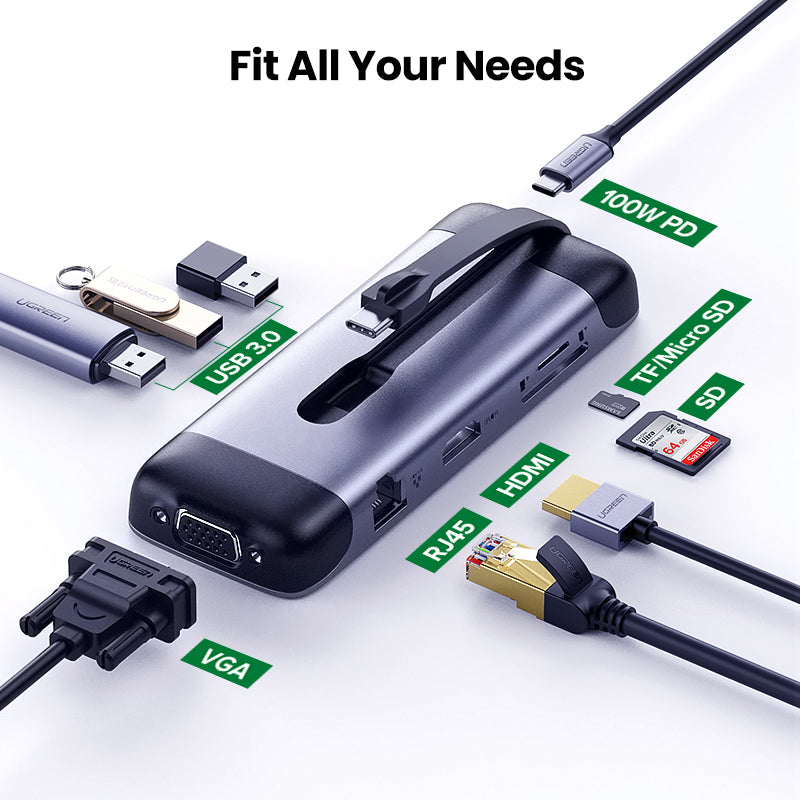 5-in-1 USB-C Docking Station - HDMI, VGA, USB 3.0, Ethernet, PD Charging