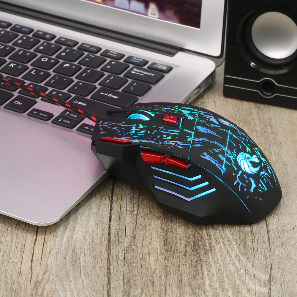 H300BK Wired Ergonomic Gaming Mouse - Water Crack RGB Lighting | USB, 1.5m Cable
