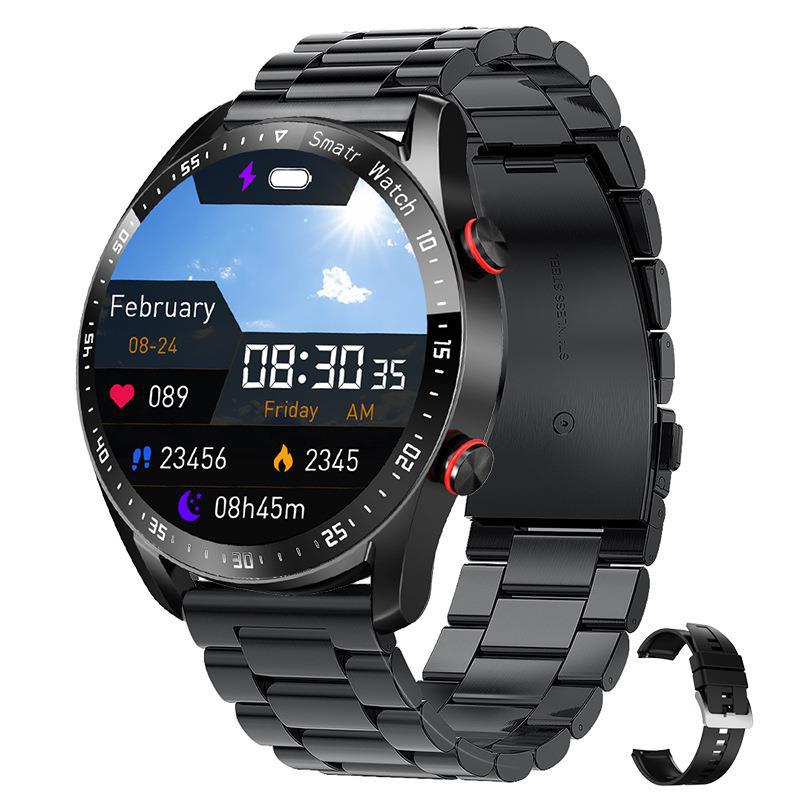 Business Smart Watch – 1.3" Display, Bluetooth Calling & Leather Strap – Black peel