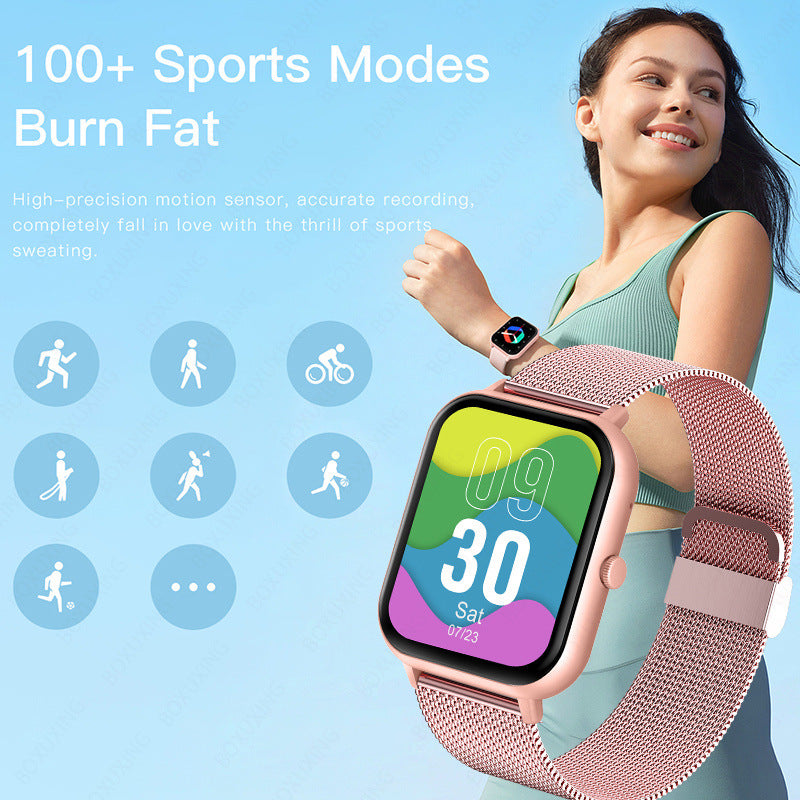 ZL54C Smart Watch – AMOLED, AI Voice, Bluetooth Calling & 7–14 Day Battery – Pink Pink Milan Steel