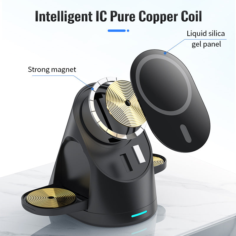Foldable 3-in-1 Magnetic Wireless Charger with USB Cable – product image 4 | Fidmat24 Tech Market