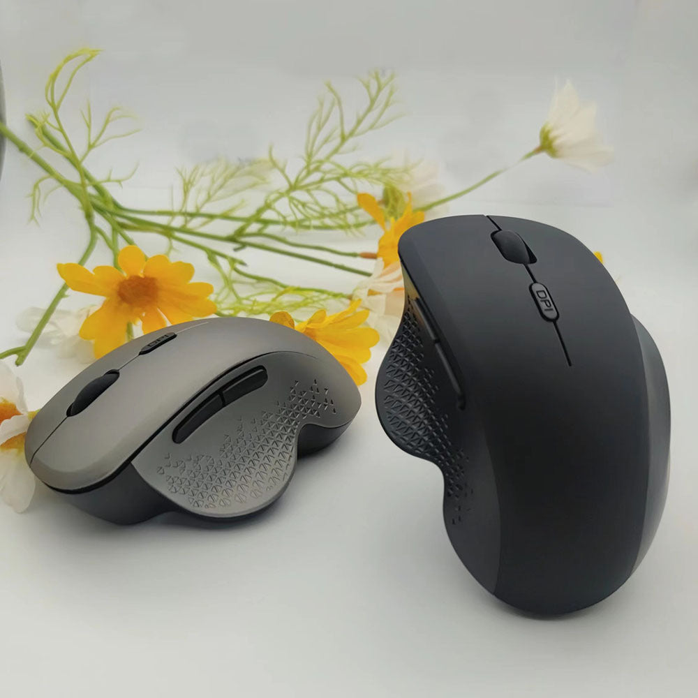 USB Rechargeable Wireless Mouse - Full-Size, Photoelectric | Grey & Black
