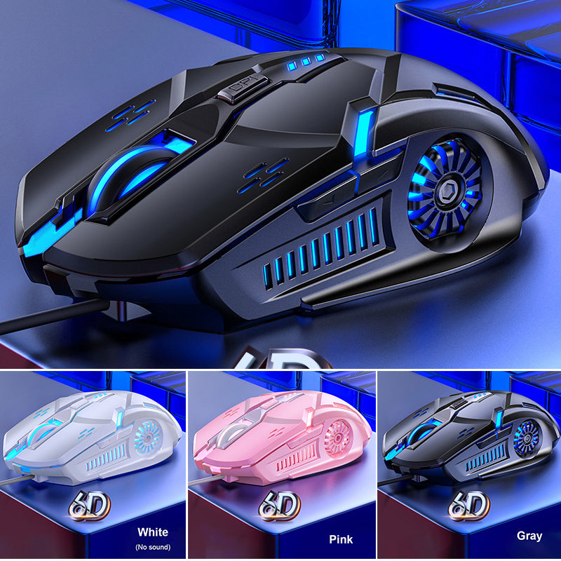 G5 Silent RGB Wired Gaming Mouse - 3200 DPI, 6 Buttons, 4-Way Scroll