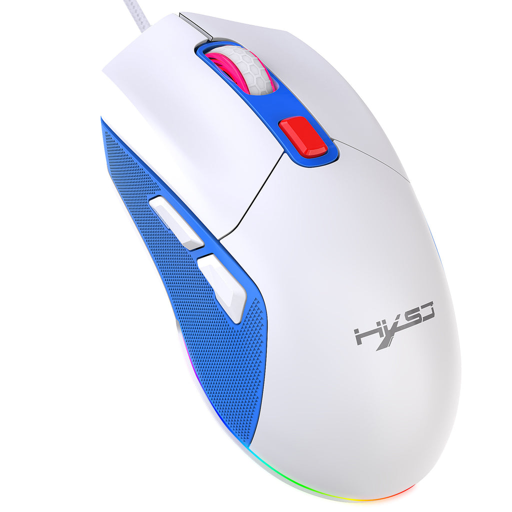 X300 Hollow-Out Lightweight Wired Gaming Mouse - RGB, Macro Programming, 1.5m Cable | Blue, White & Black