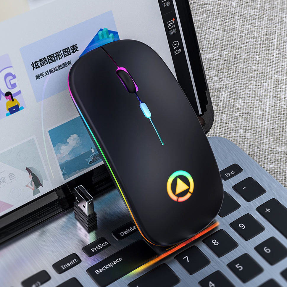 Silent Rechargeable Wireless Mouse - 1600 DPI, Four-Way Scroll, 2.4GHz | White, Silver, Black & Rose