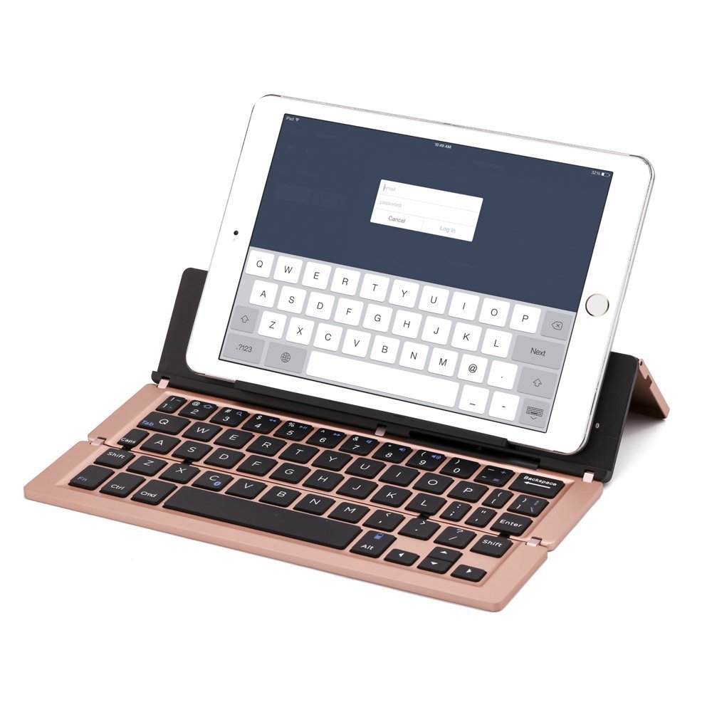 F18 3-Fold Aluminium Bluetooth Keyboard - 58 Keys, 10m Range, 50M Keystroke Life