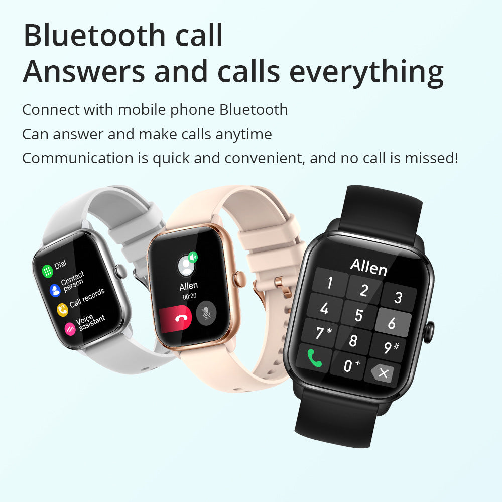 Full-Screen Smart Watch – 1.9" Bluetooth Calling, Heart Rate, SpO2 & Sleep Tracker – Black