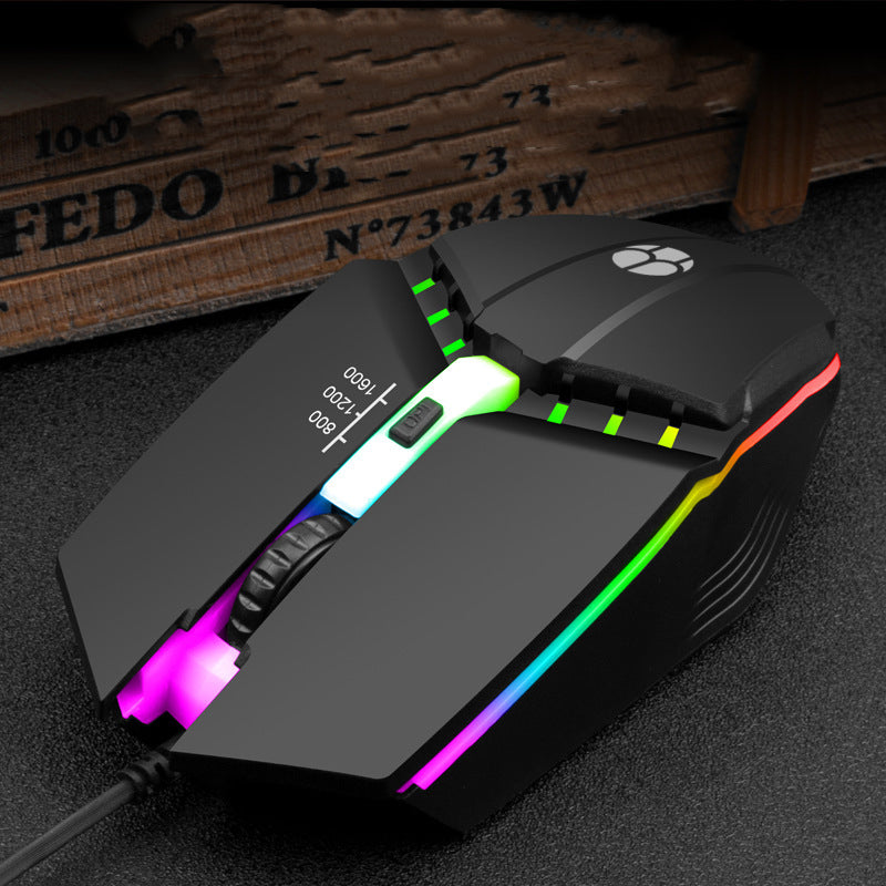 Wired Gaming Mouse - 1000 DPI, Touch Scroll Wheel, Glow Lighting, 1.5m Cable | White & Black