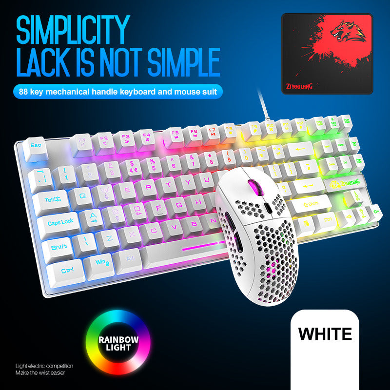 Rainbow Backlit Gaming Keyboard & Mouse Combo with Mouse Pad - USB Wired Set