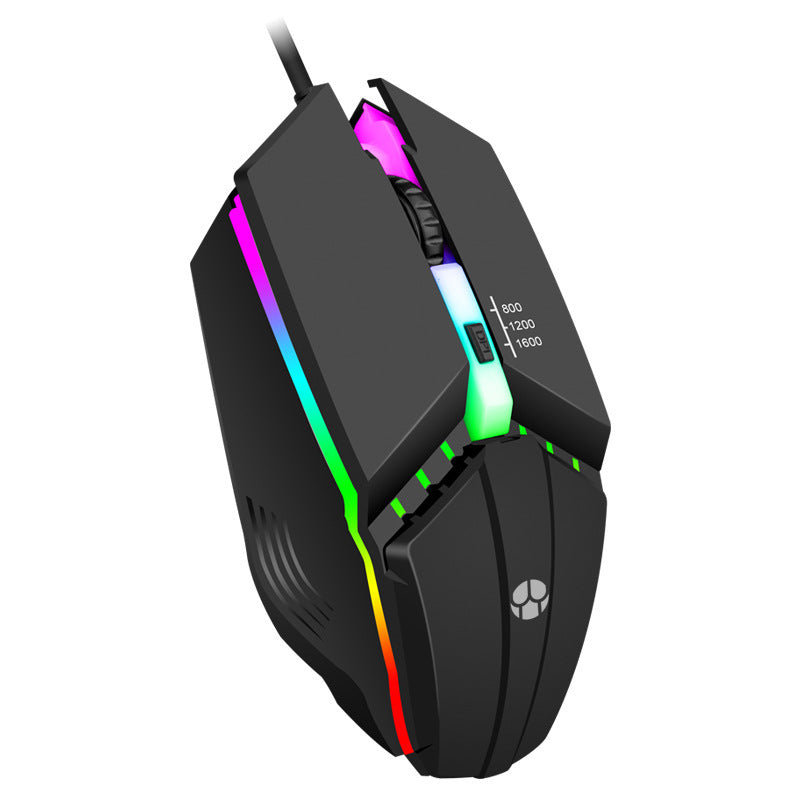 Wired Gaming Mouse - 1000 DPI, Touch Scroll Wheel, Glow Lighting, 1.5m Cable | White & Black