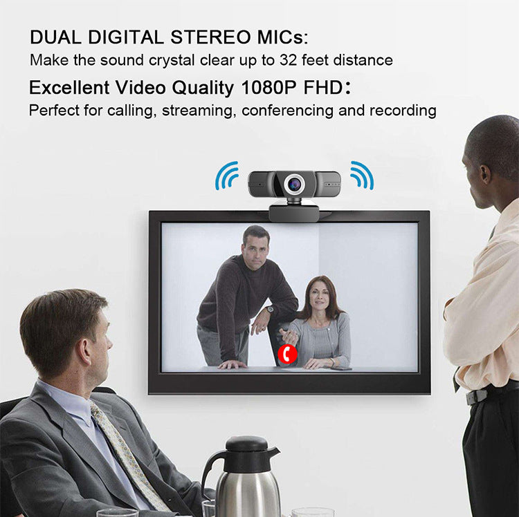 1080p Full HD USB Webcam - Plug & Play for Video Calls & Streaming