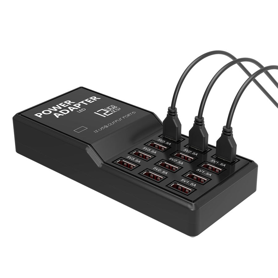12-Port USB Charging Station - Charge All Your Devices from One Hub