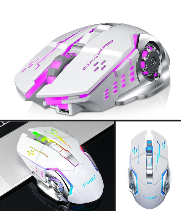 Silent Rechargeable Wireless Mouse - 2400 DPI, 6 Buttons | White & Black