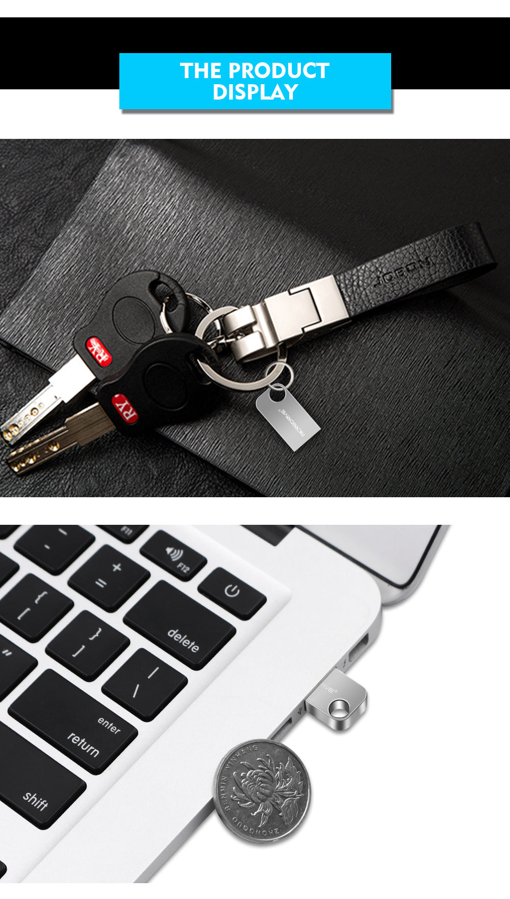 Mini Rotating Metal USB Flash Drive - Compact Car & Computer Storage
