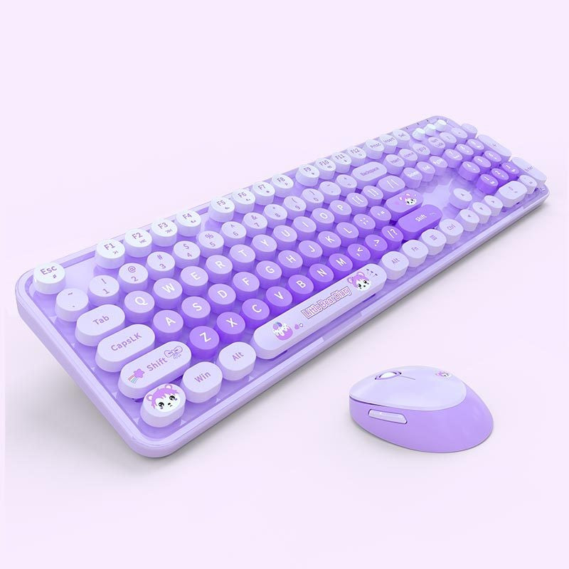 Aesthetic Wireless Keyboard & Mouse Combo - 13 Colourways | Purple, Pink, Blue, Green, Milk Tea & More