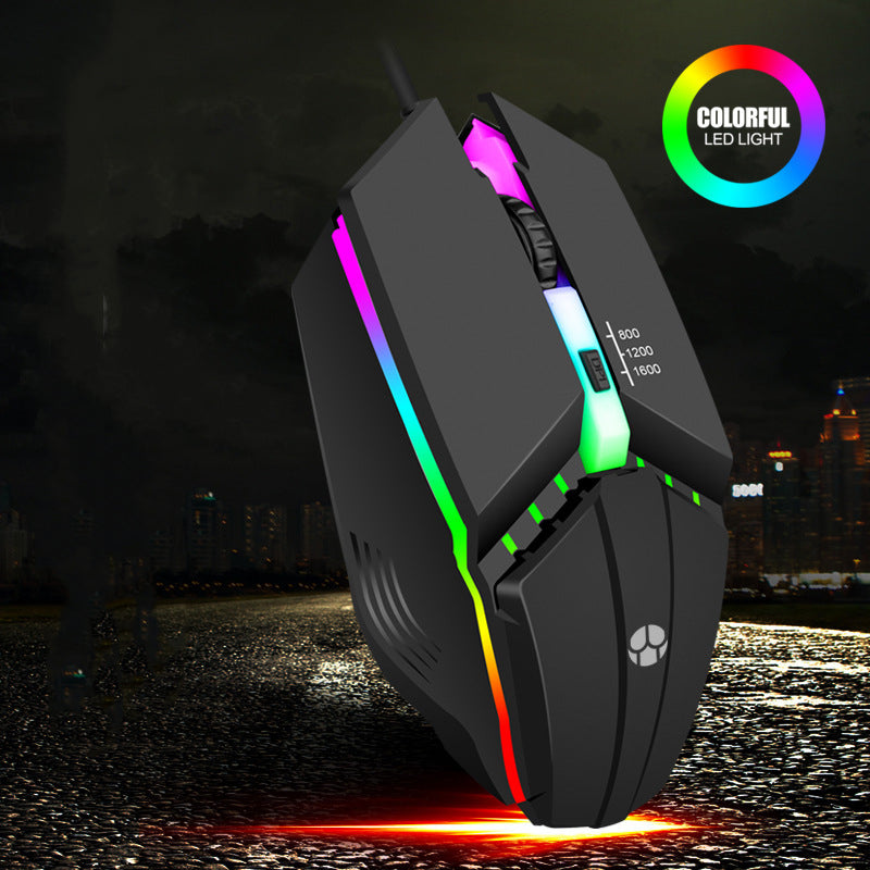 Wired Gaming Mouse - 1000 DPI, Touch Scroll Wheel, Glow Lighting, 1.5m Cable | White & Black