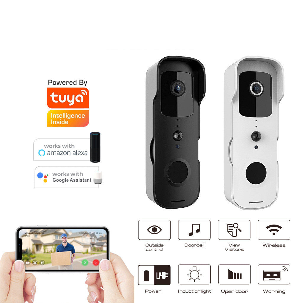 T30 WiFi Video Doorbell | 1080P | 2MP CMOS | 50m IR Night Vision | Doodle App | Alexa & Google Assistant Options | White & Black – product image 1 | Fidmat24 Tech Market