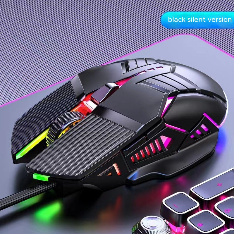 6-Button RGB Wired Gaming Mouse - Silent or Standard Click, 1.5m Cable | Black, White & Pink