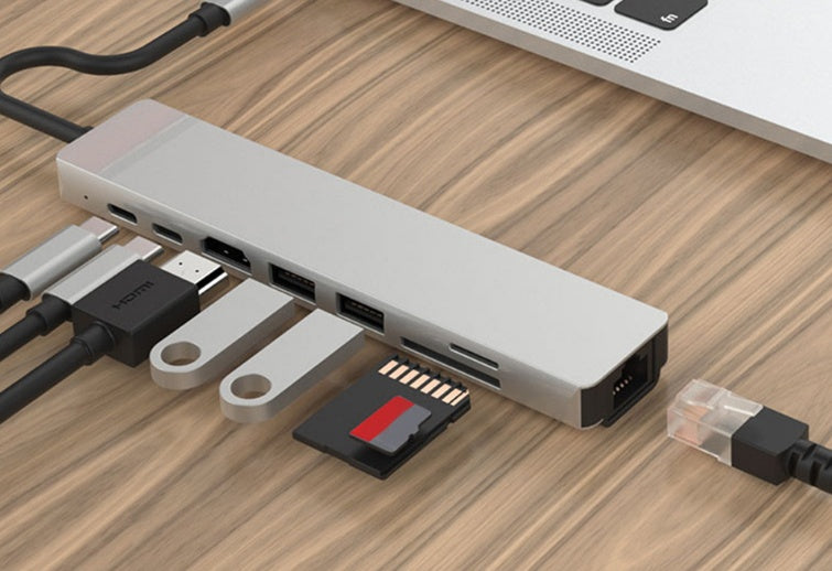 8-in-1 USB-C hub multiport adapter side view