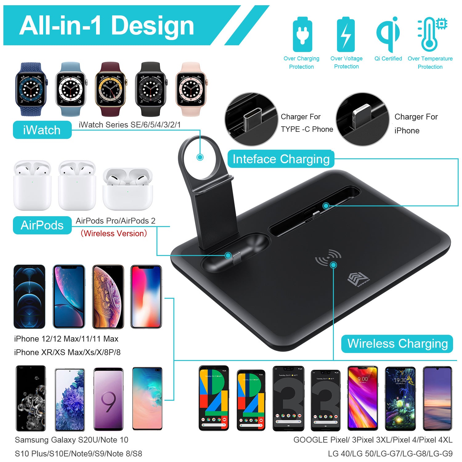 wireless-phone-charger-watch-headphone-bracket-desktop