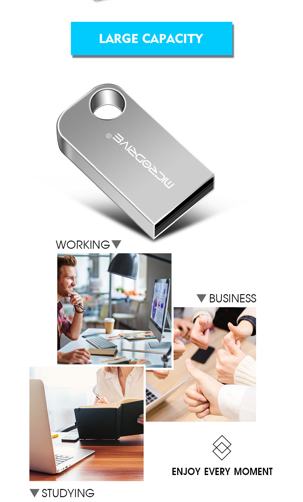 Mini Rotating Metal USB Flash Drive - Compact Car & Computer Storage