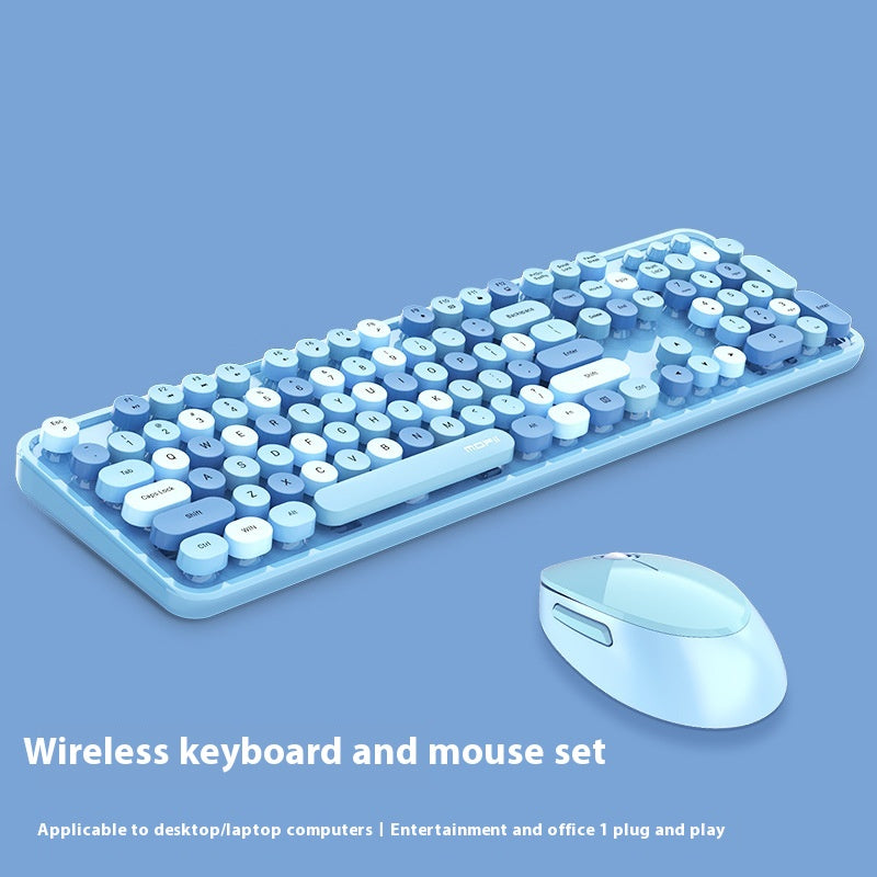 Aesthetic Wireless Keyboard & Mouse Combo - 13 Colourways | Purple, Pink, Blue, Green, Milk Tea & More