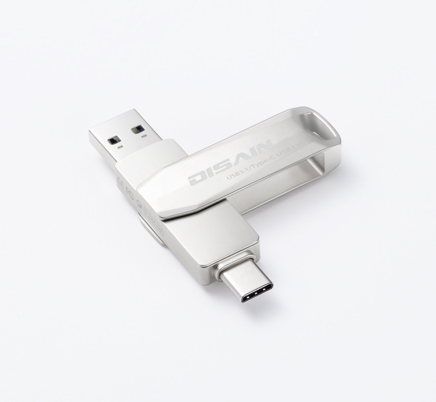 USB-C & USB 3.0 Dual Flash Drive - Rotating Metal Design