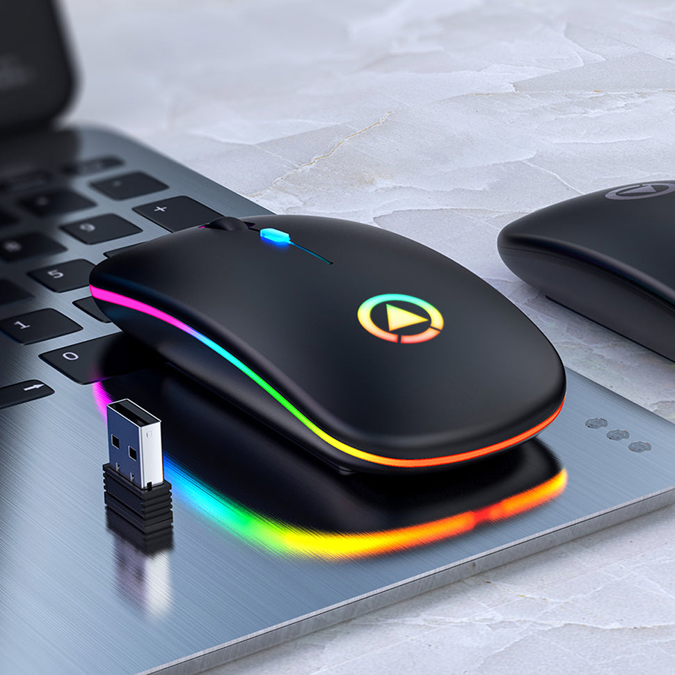 Silent Rechargeable Wireless Mouse - 1600 DPI, Four-Way Scroll, 2.4GHz | White, Silver, Black & Rose
