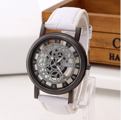 Fashion Hollow Skeleton Watch – Leather Strap & Stainless Steel Case for Men & Women – product image 4 | Fidmat24 Tech Market