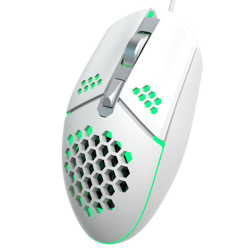 Wired Gaming Mouse with Built-In Cooling Fan - 7-Colour RGB, 3200 DPI, 6 Buttons | Black, White & Pink