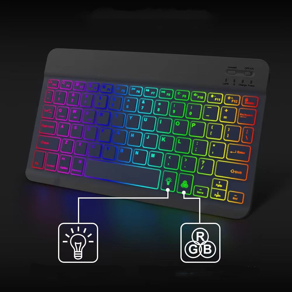 10" RGB Backlit Bluetooth Keyboard - Universal for Phones & Tablets | Optional Mouse