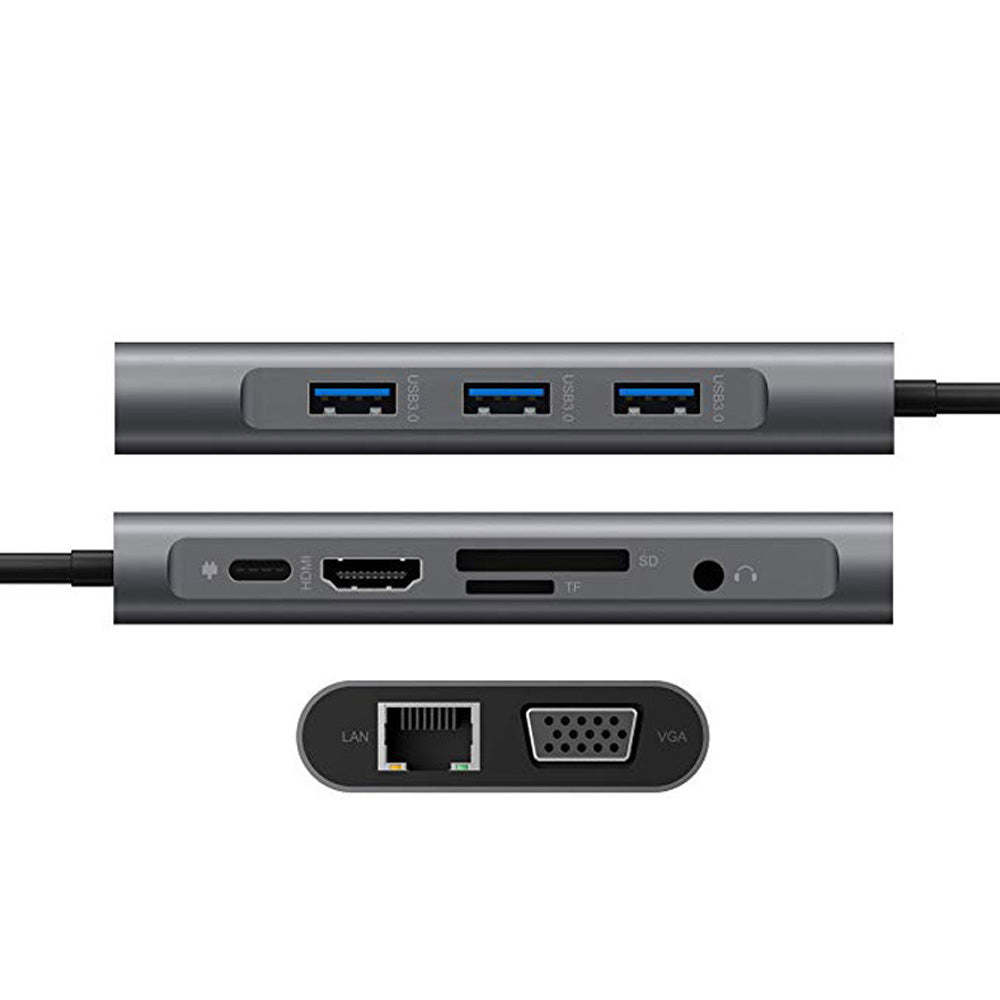 10-in-1 USB-C Docking Station - 4K HDMI, VGA, Ethernet, 3x USB 3.0, SD/TF, Audio
