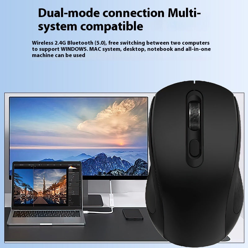 Dual-Mode Bluetooth 5.0 & 2.4GHz Wireless Rechargeable Mouse - 4000 DPI, Ergonomic | White & Black