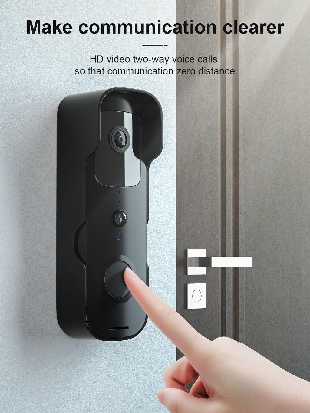 T30 WiFi Video Doorbell | 1080P | 2MP CMOS | 50m IR Night Vision | Doodle App | Alexa & Google Assistant Options | White & Black – product image 4 | Fidmat24 Tech Market