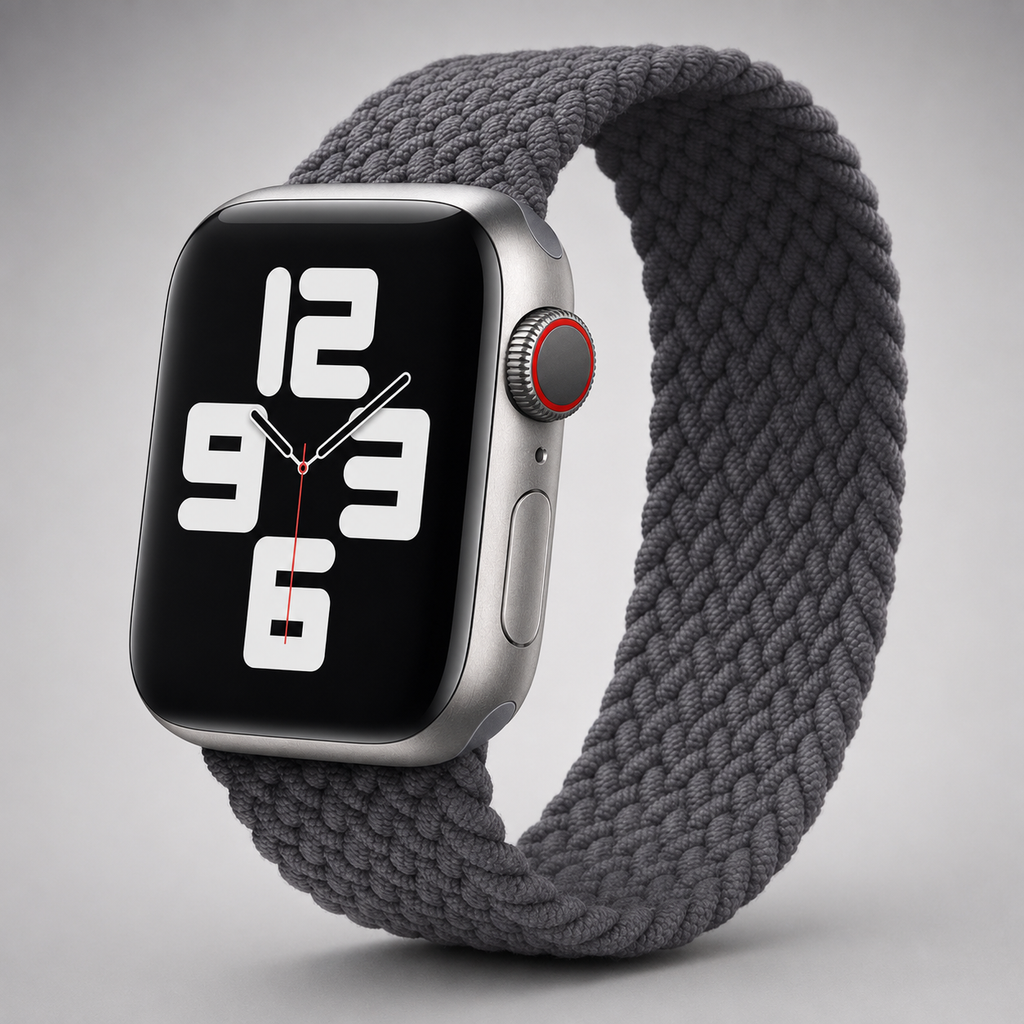 Apple Watch Nylon Braided Elastic Strap | Single Loop | Space Gray | 38/40mm & 42/44mm | XS–L