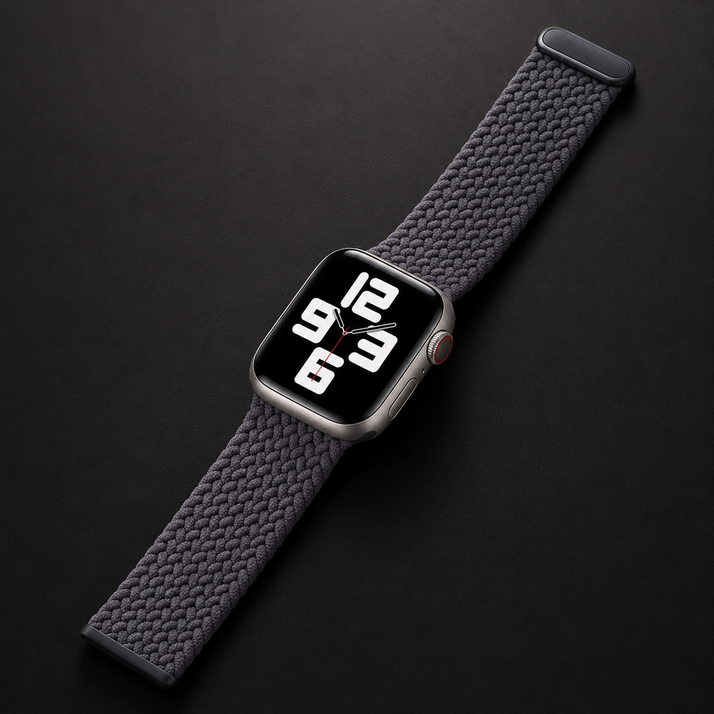 Apple Watch Nylon Braided Elastic Strap | Single Loop | Space Gray | 38/40mm & 42/44mm | XS–L