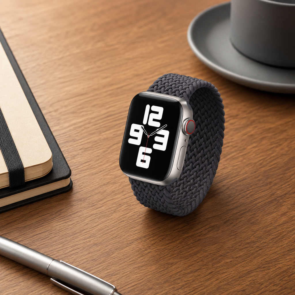 Apple Watch Nylon Braided Elastic Strap | Single Loop | Space Gray | 38/40mm & 42/44mm | XS–L