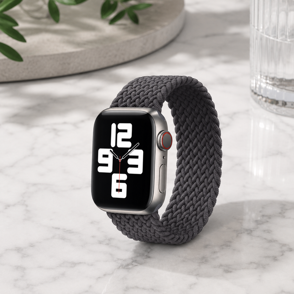 Apple Watch Nylon Braided Elastic Strap | Single Loop | Space Gray | 38/40mm & 42/44mm | XS–L