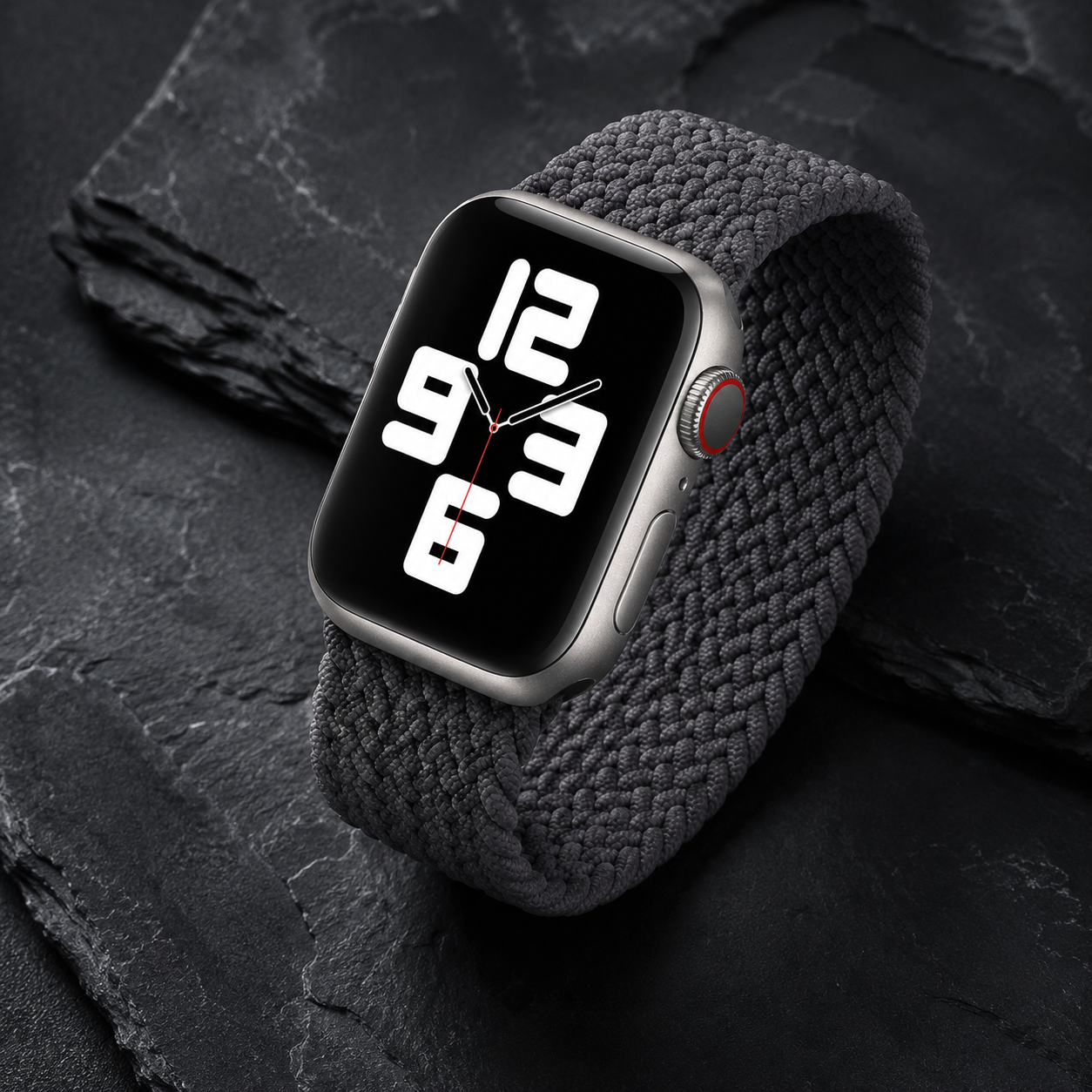 Apple Watch Nylon Braided Elastic Strap | Single Loop | Space Gray | 38/40mm & 42/44mm | XS–L
