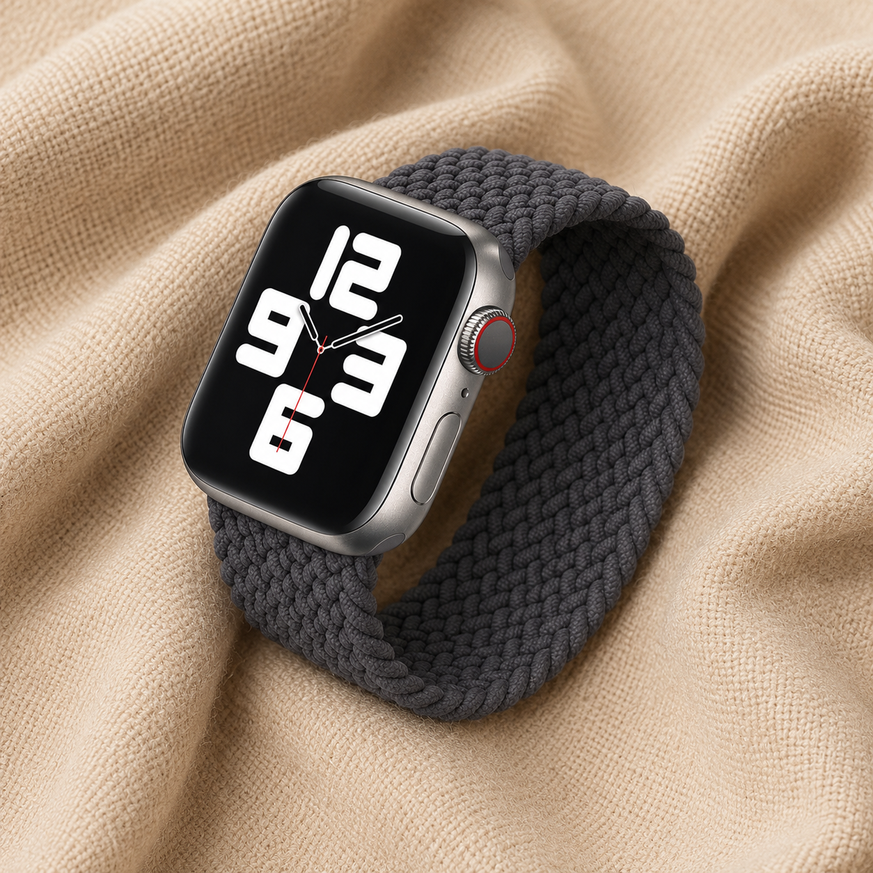 Apple Watch Nylon Braided Elastic Strap | Single Loop | Space Gray | 38/40mm & 42/44mm | XS–L
