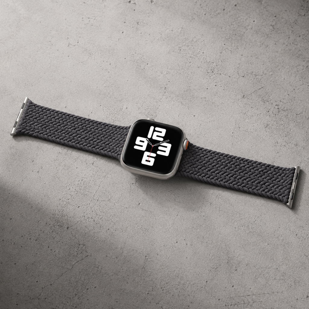 Apple Watch Nylon Braided Elastic Strap | Single Loop | Space Gray | 38/40mm & 42/44mm | XS–L