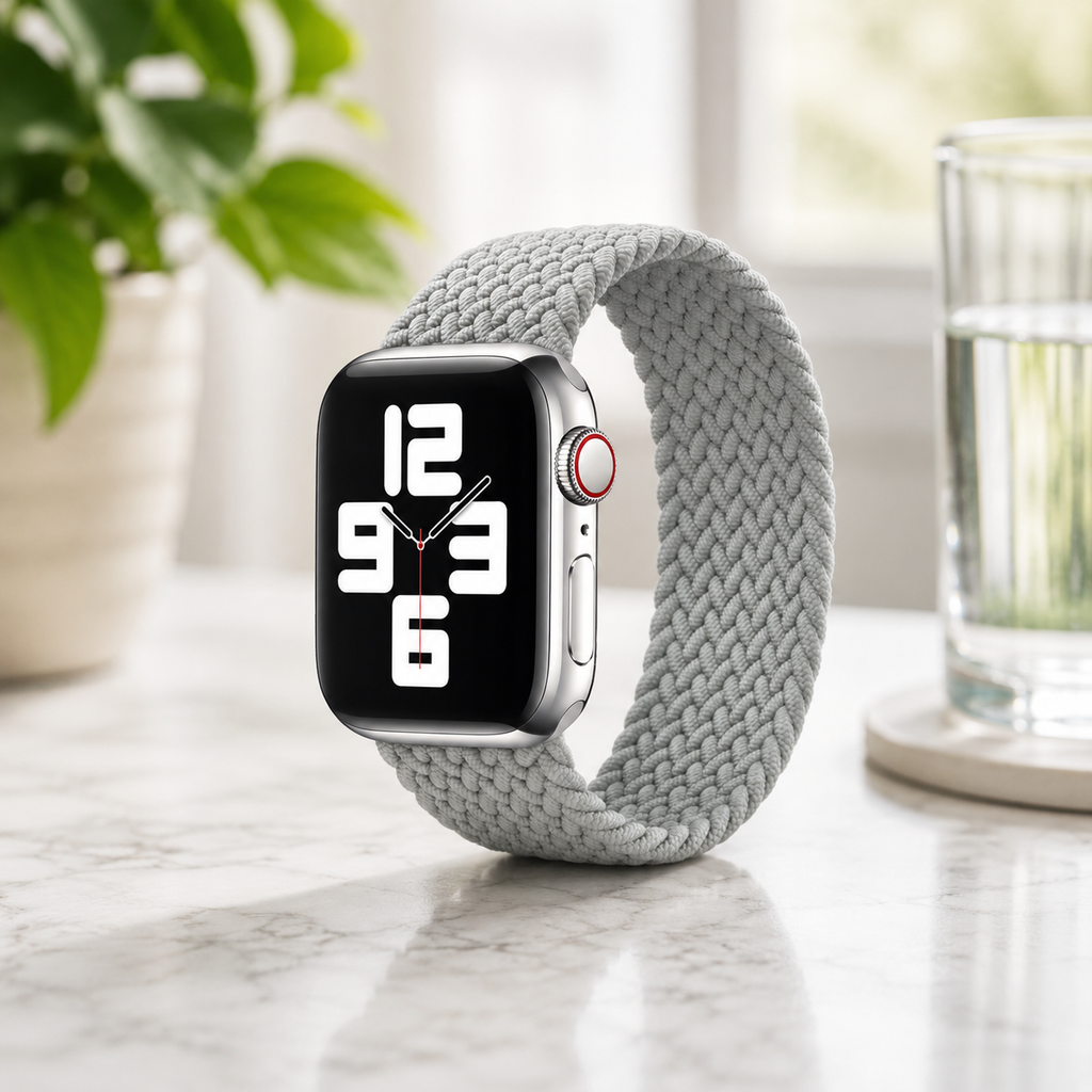 Apple Watch Nylon Braided Elastic Strap | Single Loop | Pearl White | 38/40mm & 42/44mm | XS–L