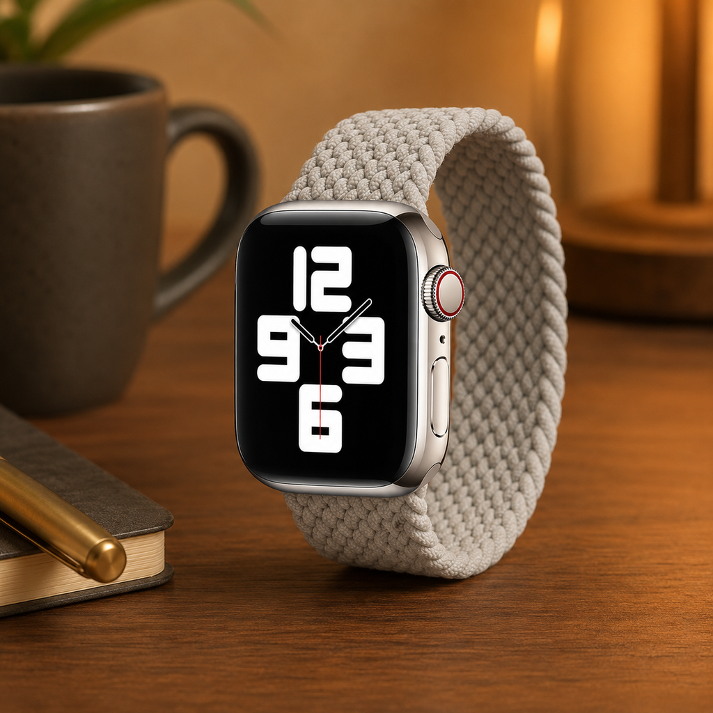 Apple Watch Nylon Braided Elastic Strap | Single Loop | Pearl White | 38/40mm & 42/44mm | XS–L